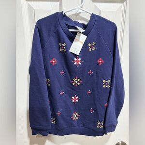 Gymboree Navy Sweatshirt with Red and Gold Accents
